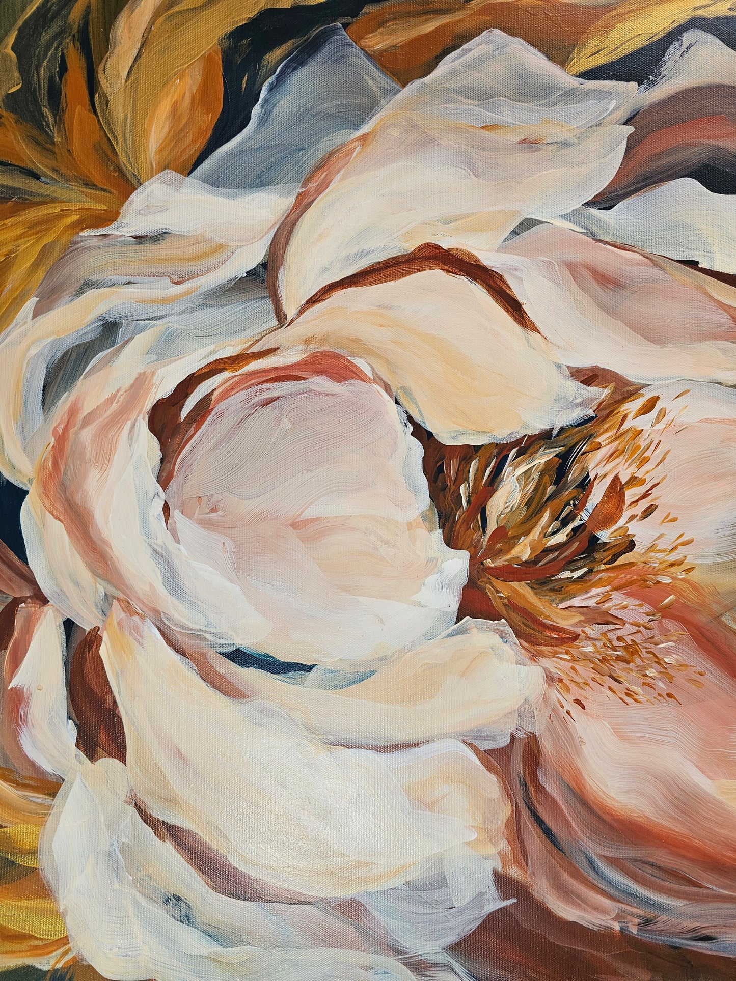Growth_ Peony Flower Painting by Zoe White _ Acrylic on canvas