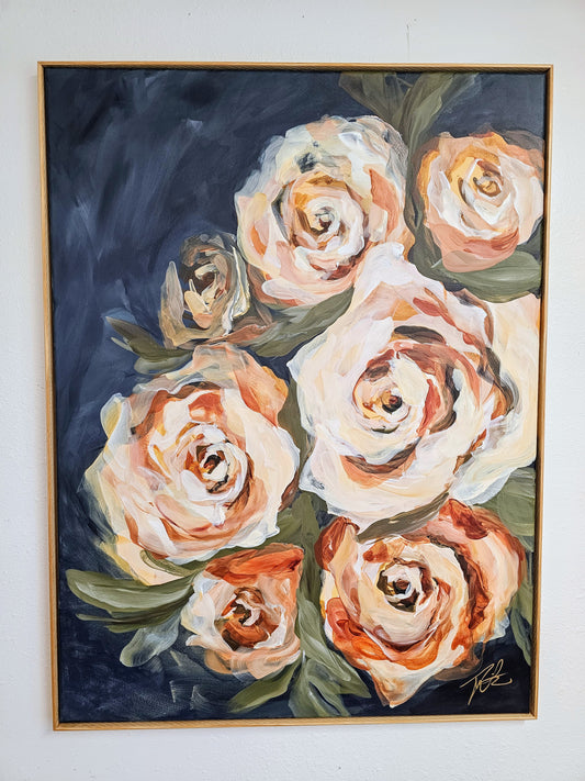 Bouquet of Dreams_ Rose Flower Painting by Zoe White _ Acrylic on canvas