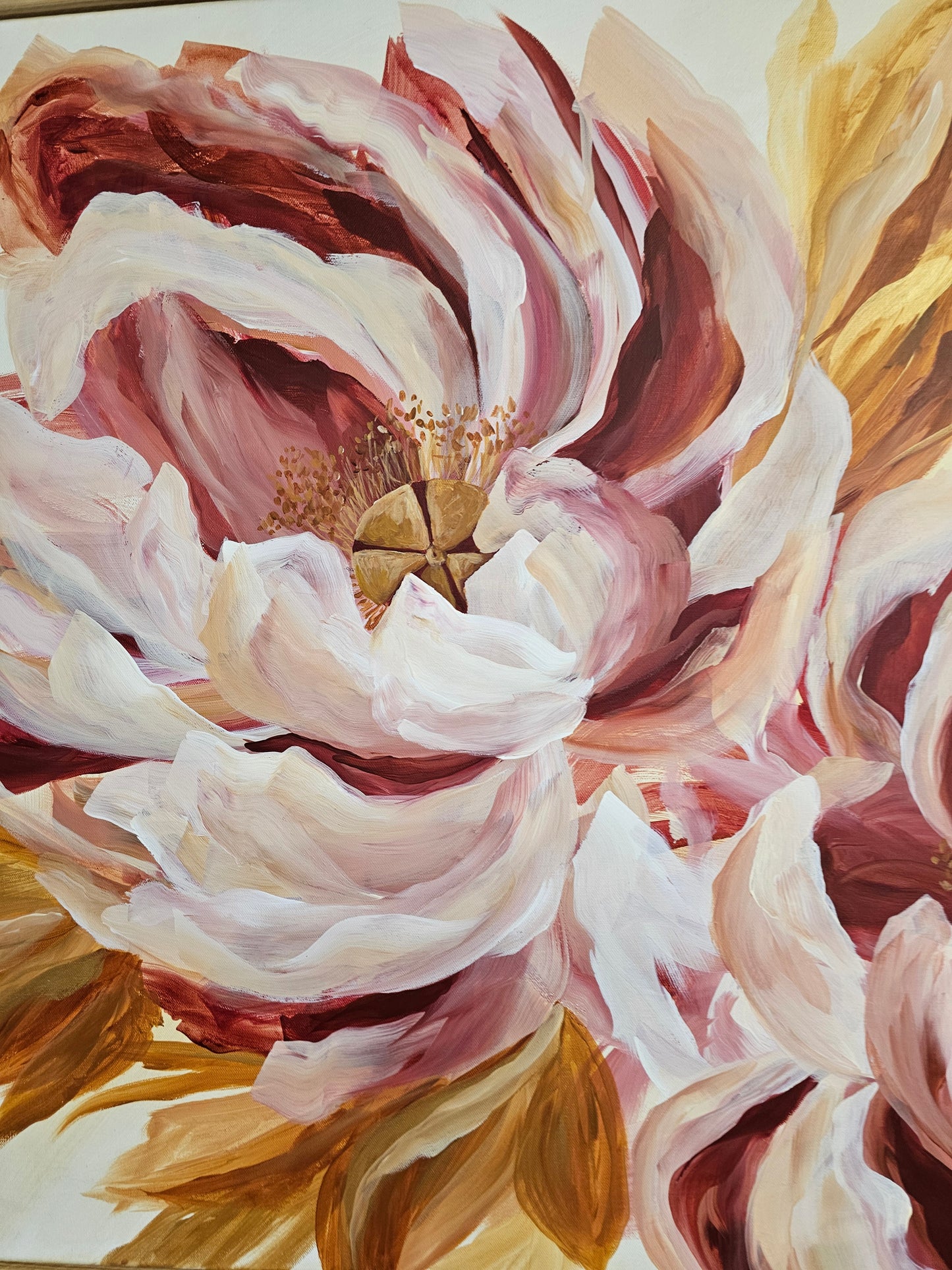 SALE 50% - Believe Painting_ Peony Flower Painting by Zoe White _ Acrylic on canvas
