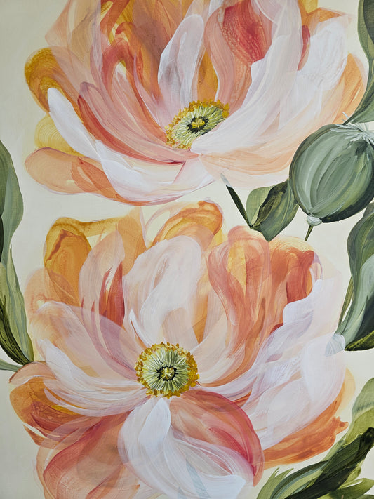 SALE 50% - Purpose #1 _ Poppy Flower Painting by Zoe White _ Acrylic on canvas