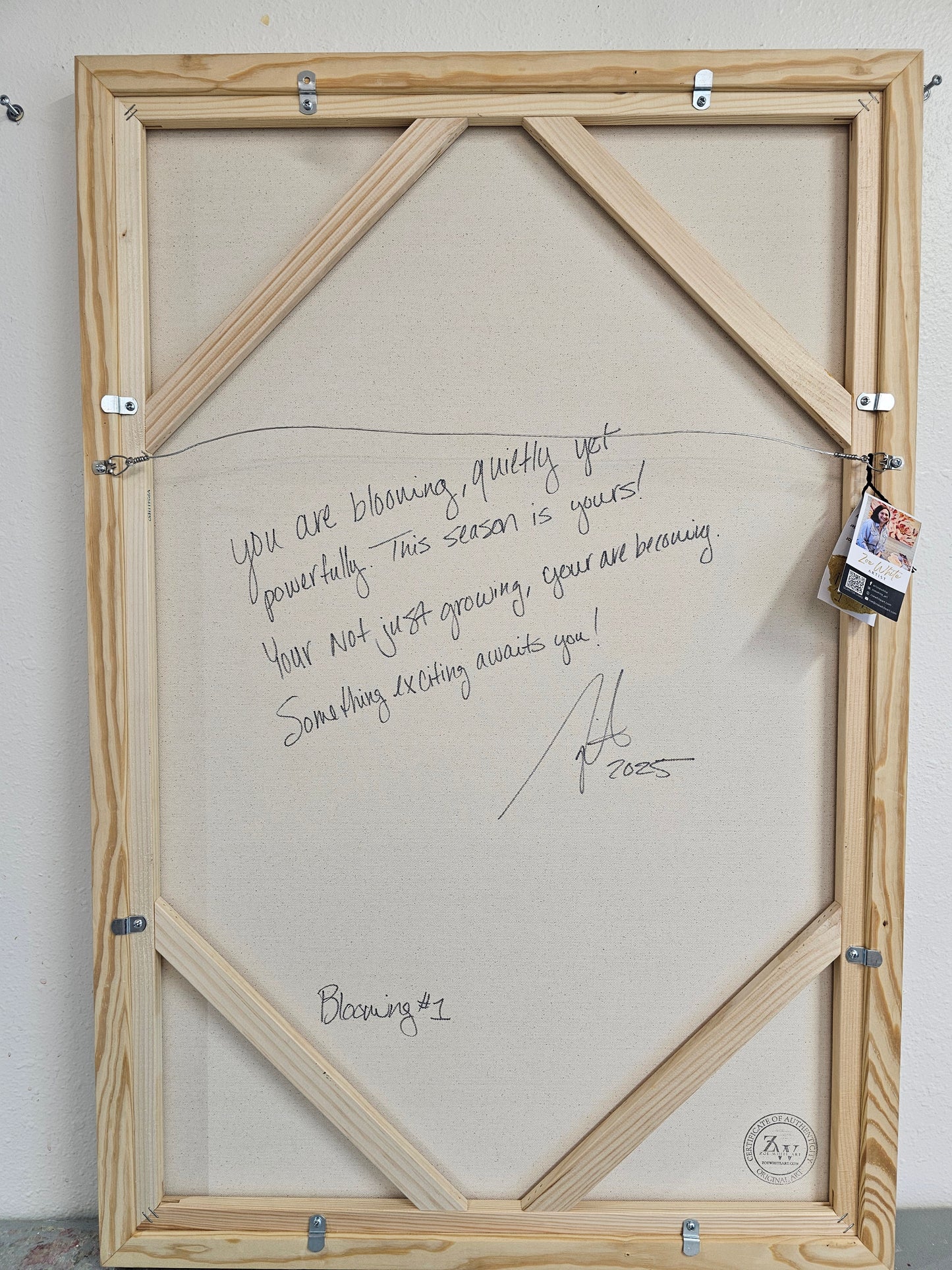 Blooming #1 _ Rose Flower Painting by Zoe White _ Acrylic on canvas