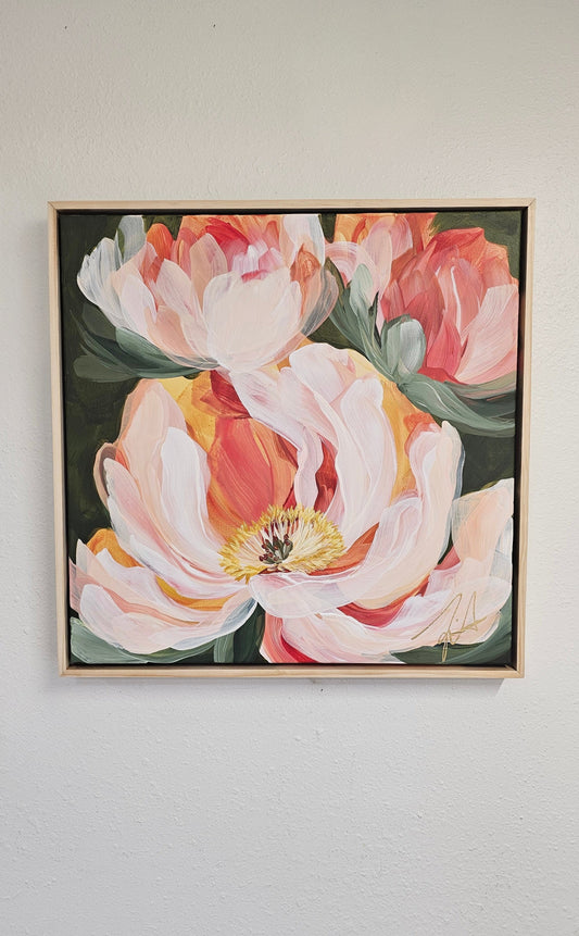 Beloved #2 _ Peony Flower Painting by Zoe White _ Acrylic on canvas