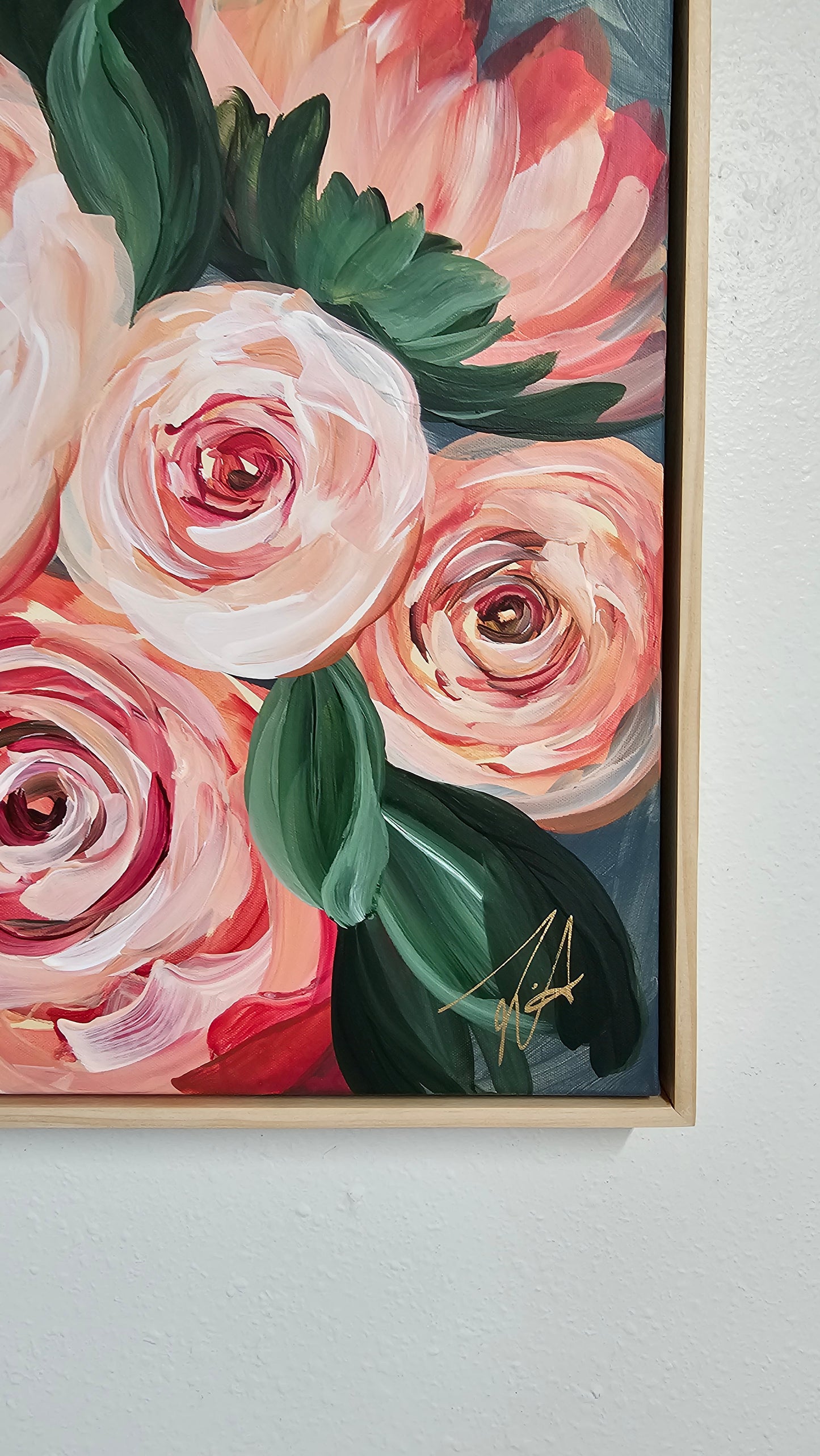 "Buds"#1 Rose Flower Painting by Zoe White _ Acrylic on canvas
