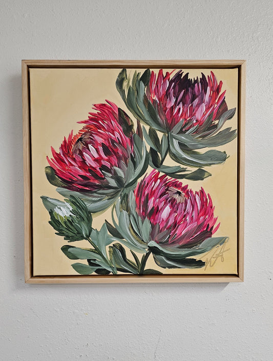 "Transformation" #6 Protea Flower Painting by Zoe White _ Acrylic on canvas