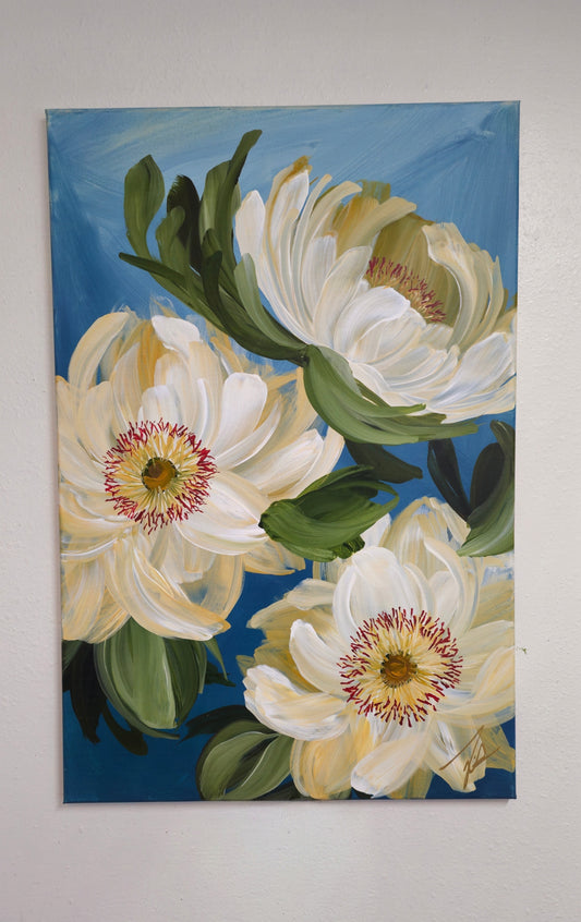 SALE 50% - "Steadfast" _ Heirloom Rose Painting by Zoe White _ Acrylic on canvas