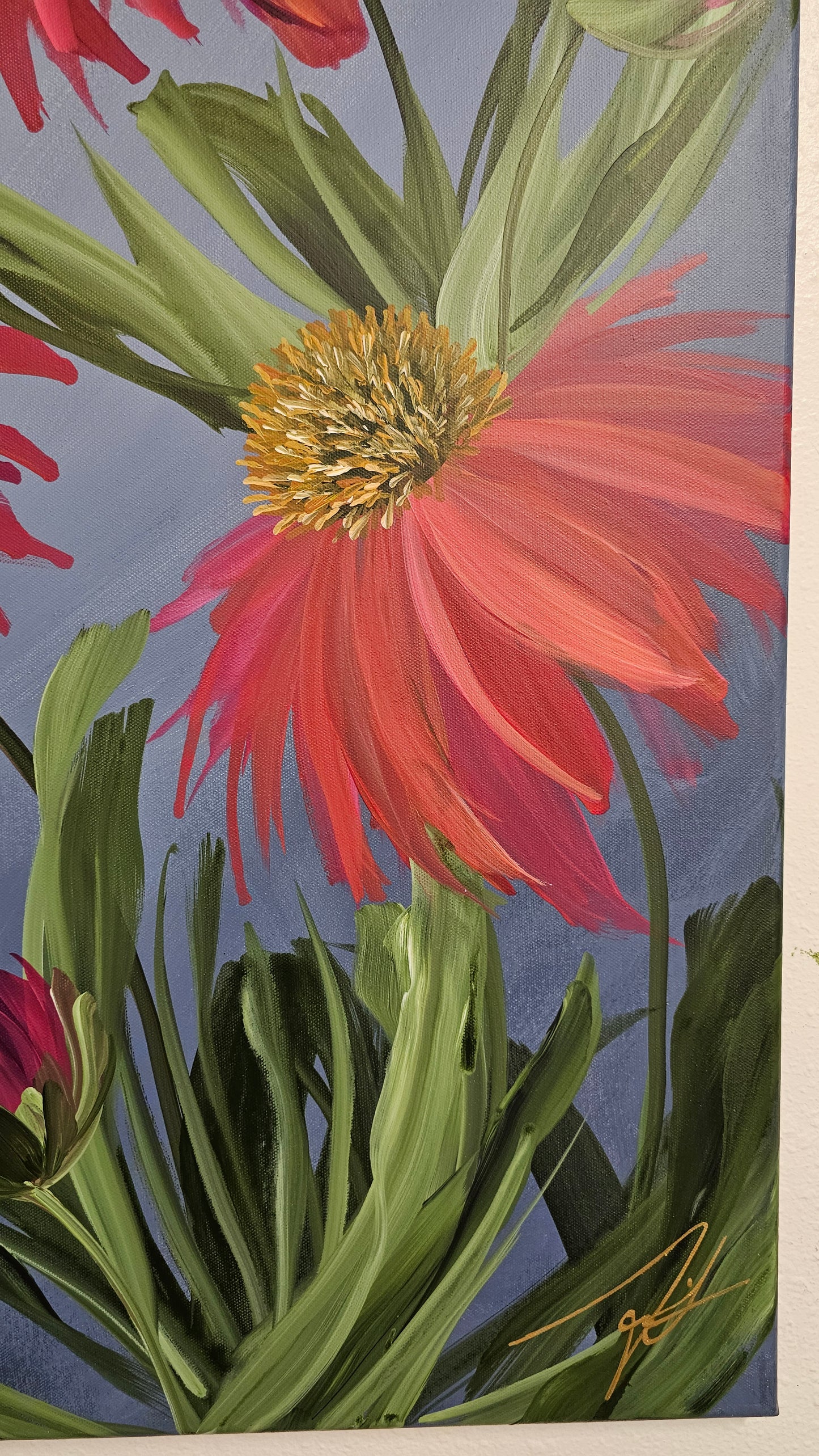 SALE 50% - Grace _ Coneflower Painting by Zoe White _ Acrylic on canvas