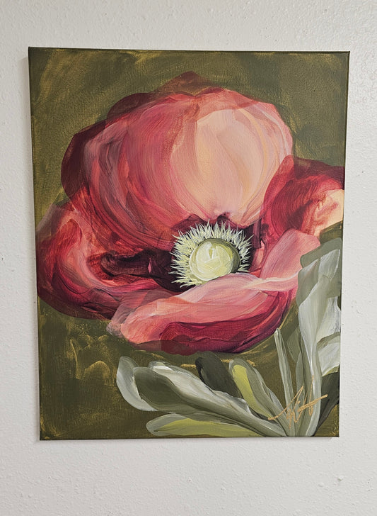 SALE 50% - "Lovely" Poppy Flower Painting by Zoe White _ Acrylic on canvas