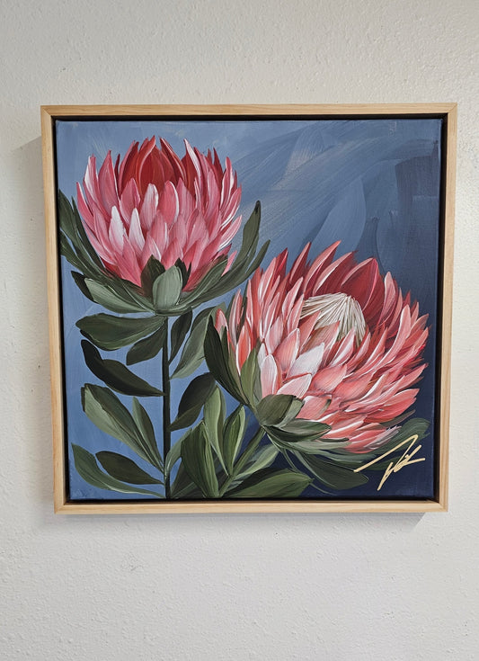 "Radiant" #2 Protea Flower Painting by Zoe White _ Acrylic on canvas
