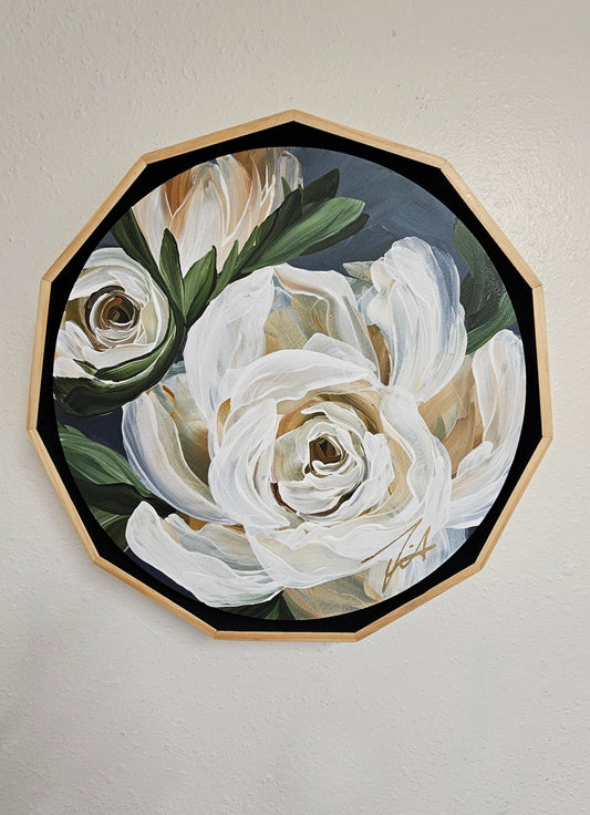 "Beauty" Gardenia Flower Painting by Zoe White _ Acrylic on canvas