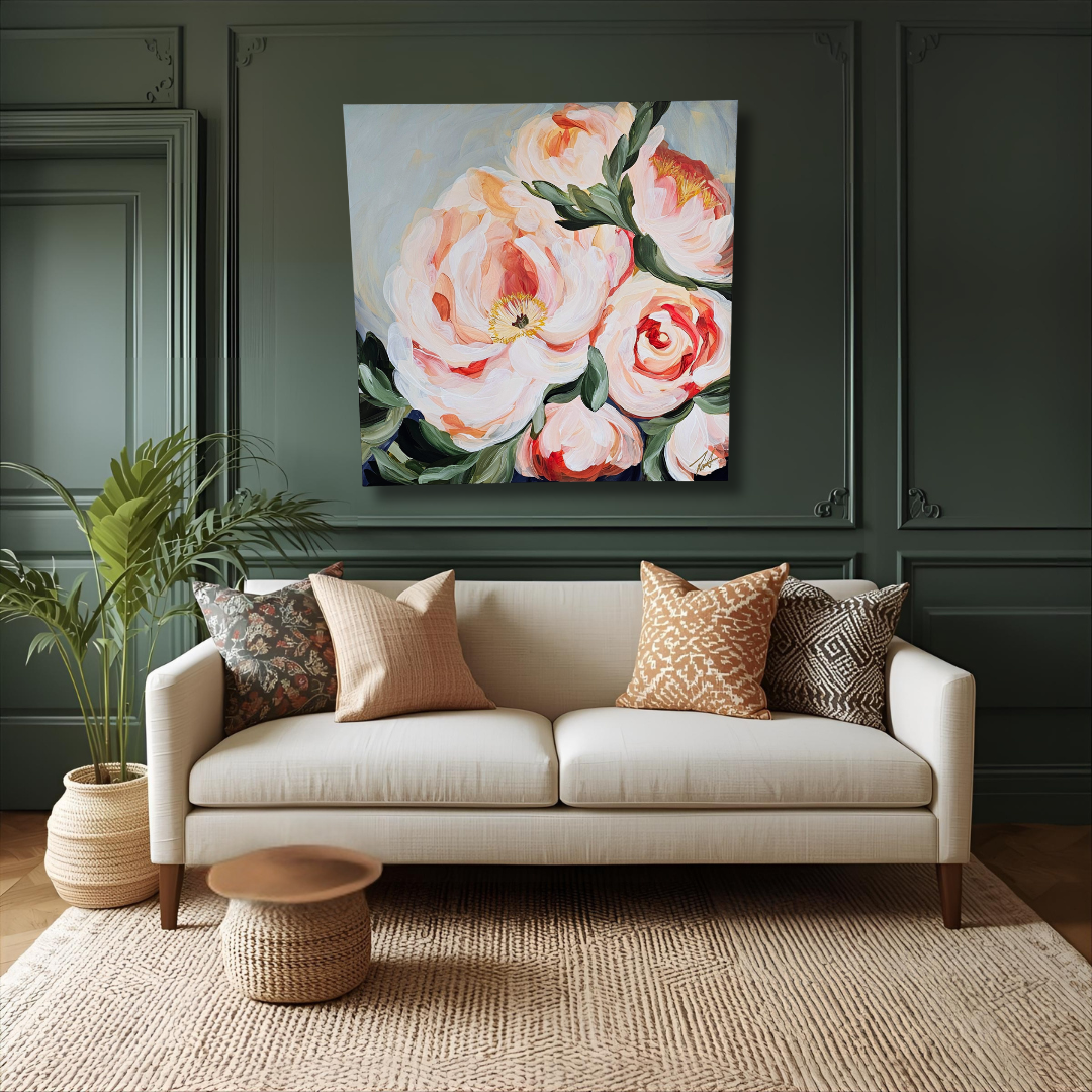 Beloved #6 _ Peony Flower Painting by Zoe White _ Acrylic on