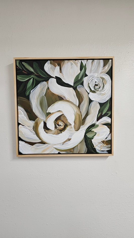 "Bold" #2 Magnolia Flower Painting by Zoe White _ Acrylic on canvas