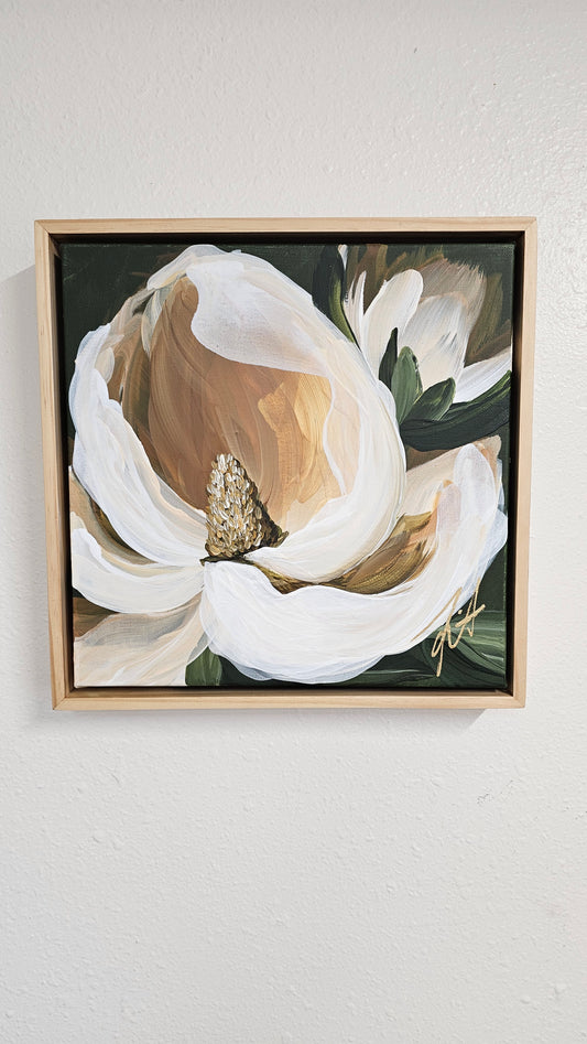 "Strong" Magnolia Flower Painting by Zoe White _ Acrylic on canvas