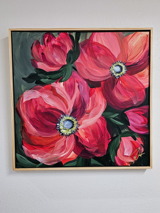 "Burn Bright" #2 _ Anemone Flower Painting by Zoe White _ Acrylic on canvas