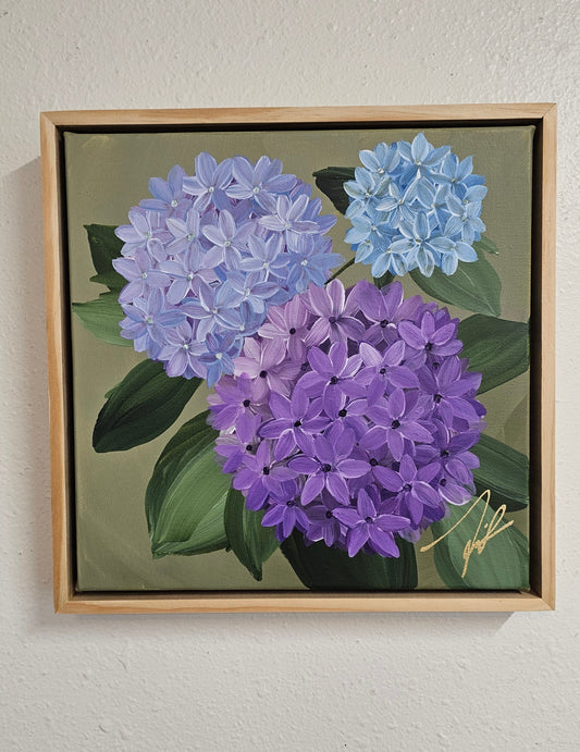 "Heritage" 2 _ 12x12 hydrangeas Flower Painting by Zoe White _ Acrylic on canvas