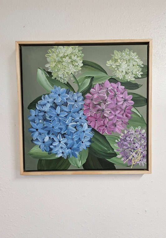 🔴SOLD "Legacy" #1_ Hydrangeas Flower Painting by Zoe White _ Acrylic on canvas