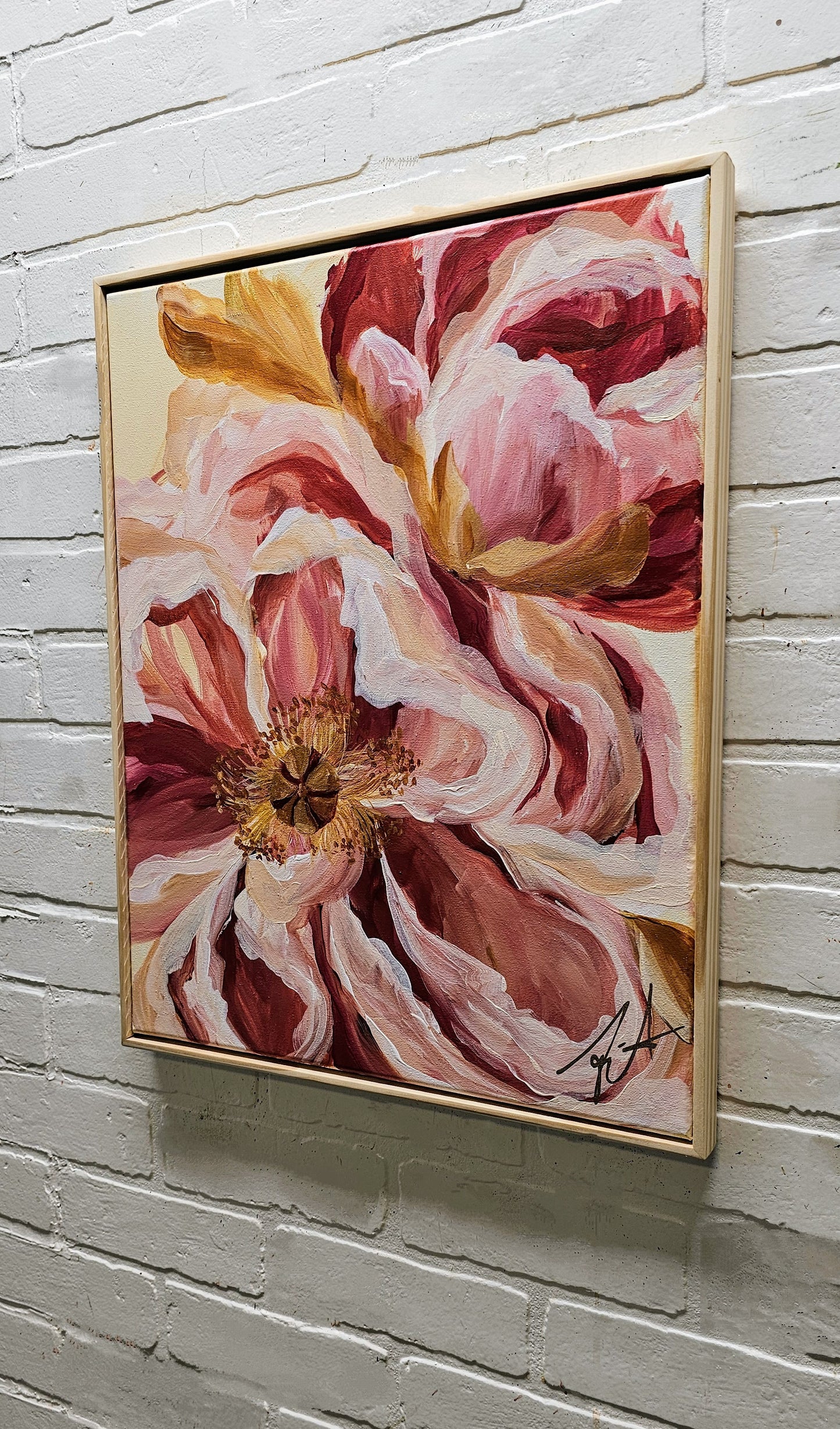 Believe Collection #6_ Peony Flower Painting by Zoe White _ Acrylic on canvas