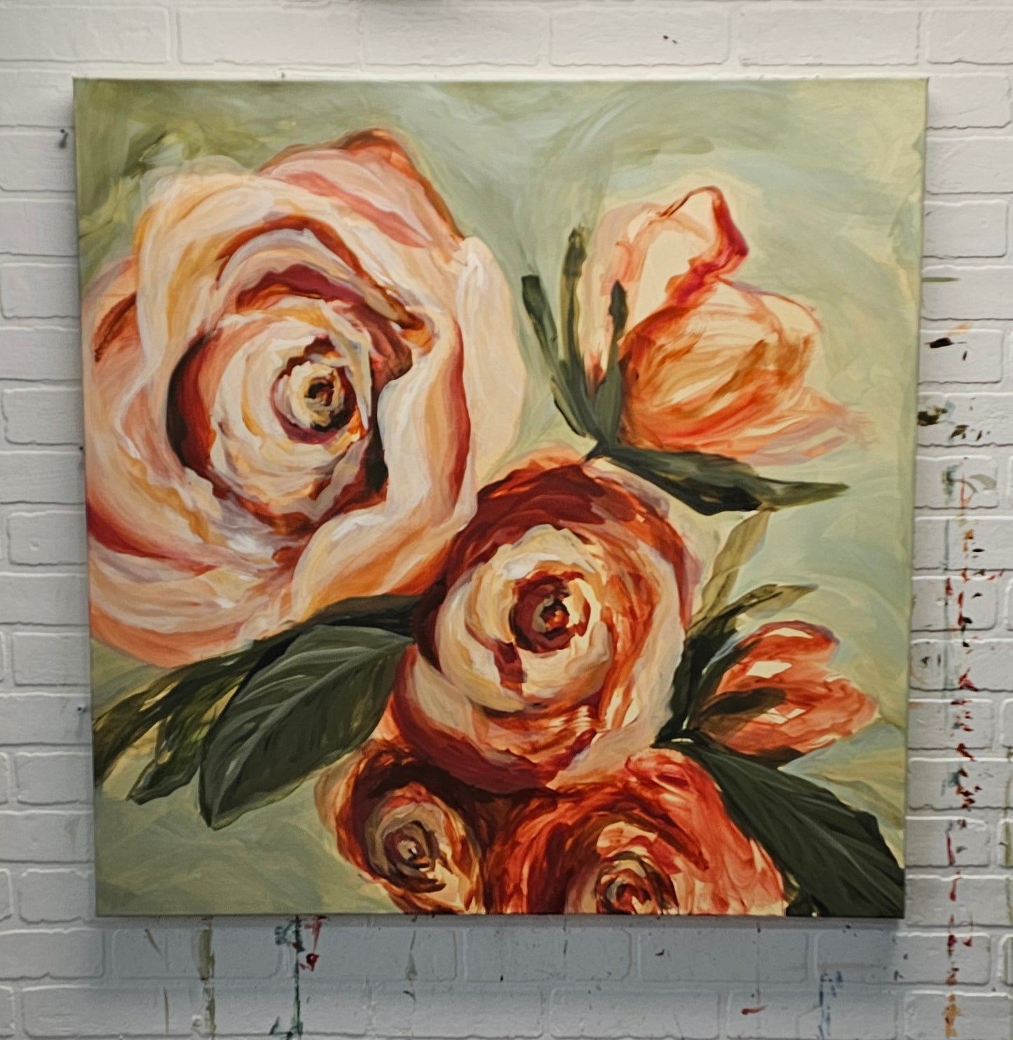 The Heritage Collection #10 Rose Flower Painting by Zoe White _ Acrylic on canvas