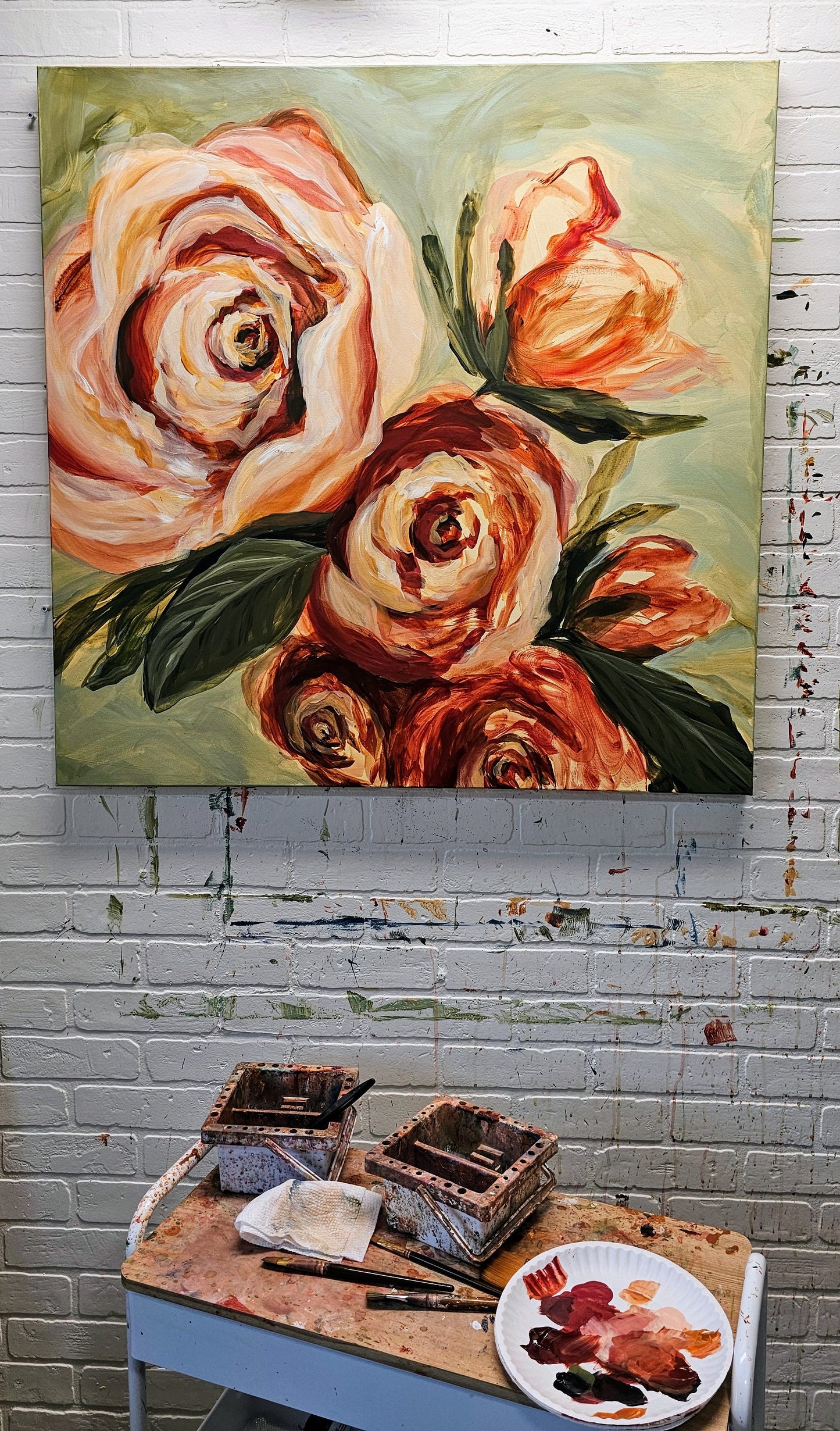 The Heritage Collection #10 Rose Flower Painting by Zoe White _ Acrylic on canvas