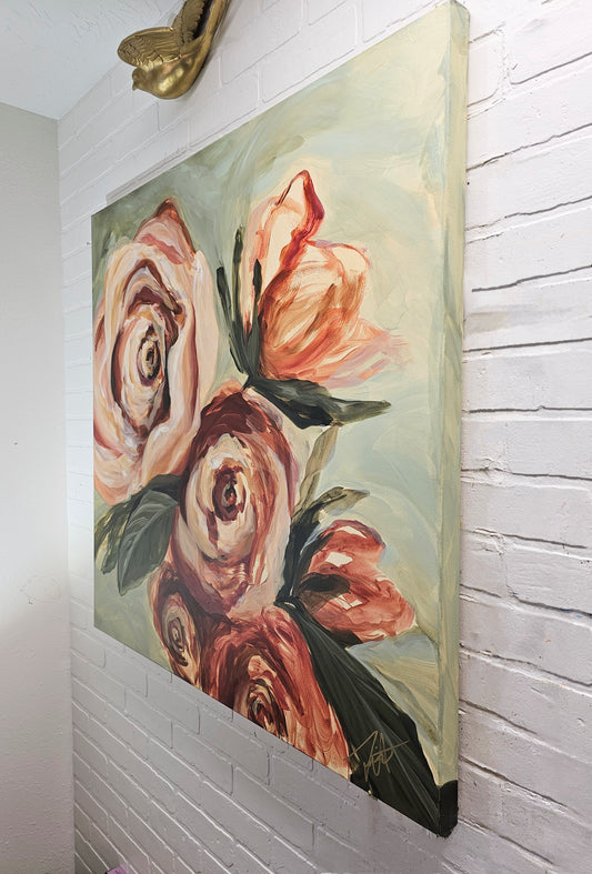 The Heritage Collection #10 Rose Flower Painting by Zoe White _ Acrylic on canvas