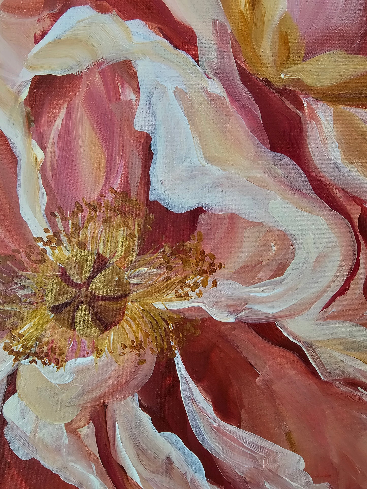 Believe Collection #6_ Peony Flower Painting by Zoe White _ Acrylic on canvas