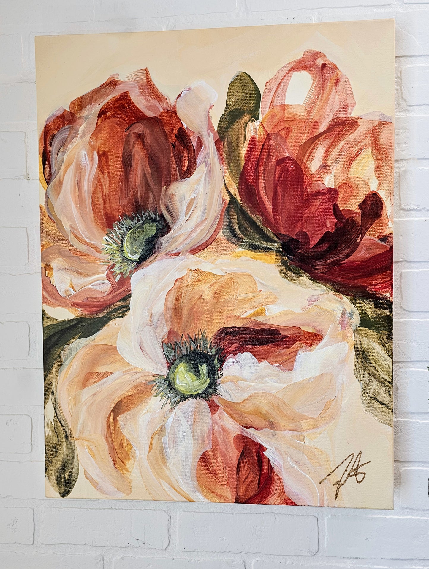 Future Awaits #1_ Poppy Flower Painting by Zoe White _ Acrylic on canvas