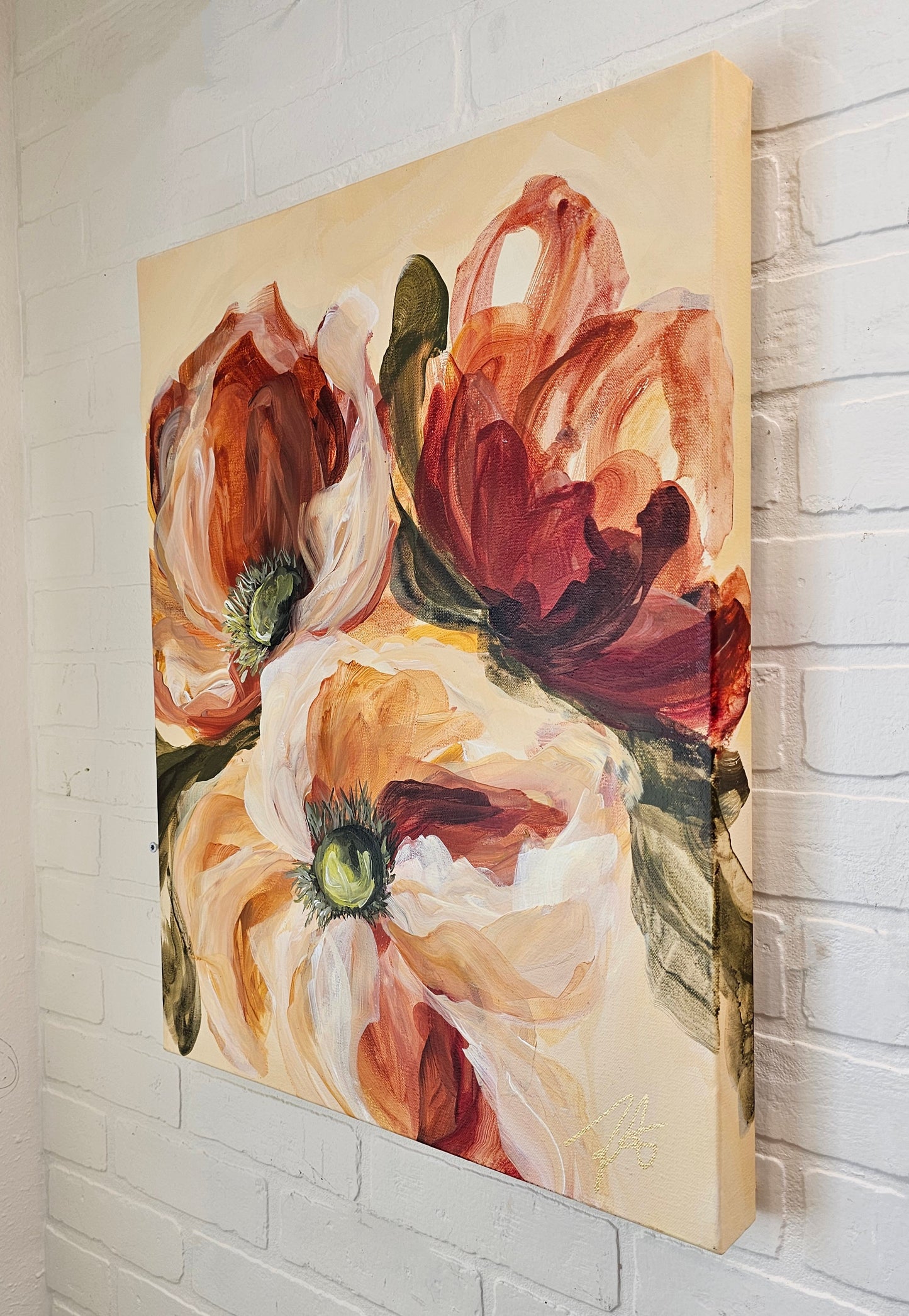 Future Awaits #1_ Poppy Flower Painting by Zoe White _ Acrylic on canvas