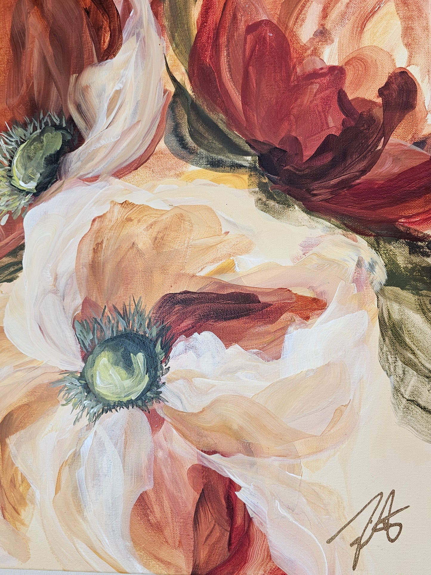 Future Awaits #1_ Poppy Flower Painting by Zoe White _ Acrylic on canvas