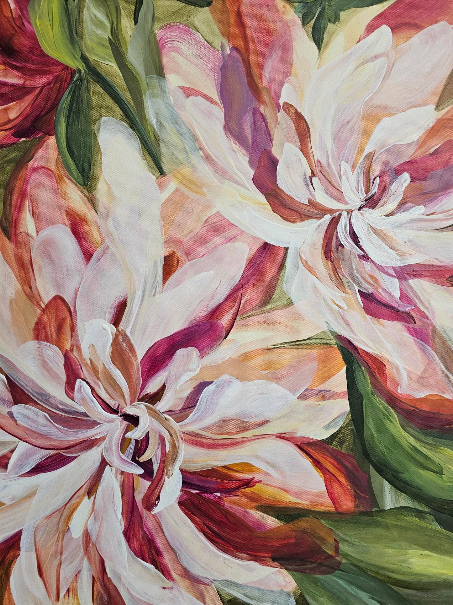 Boldness #2_ Dahlia Flower Painting by Zoe White _ Acrylic on canvas