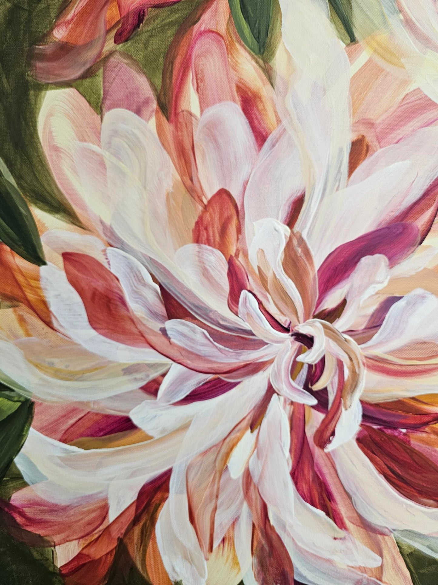 Boldness #2_ Dahlia Flower Painting by Zoe White _ Acrylic on canvas