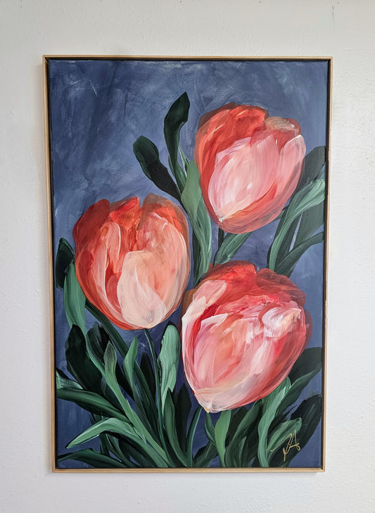 Embrace _ Tulip Flower Painting by Zoe White _ Acrylic on canvas