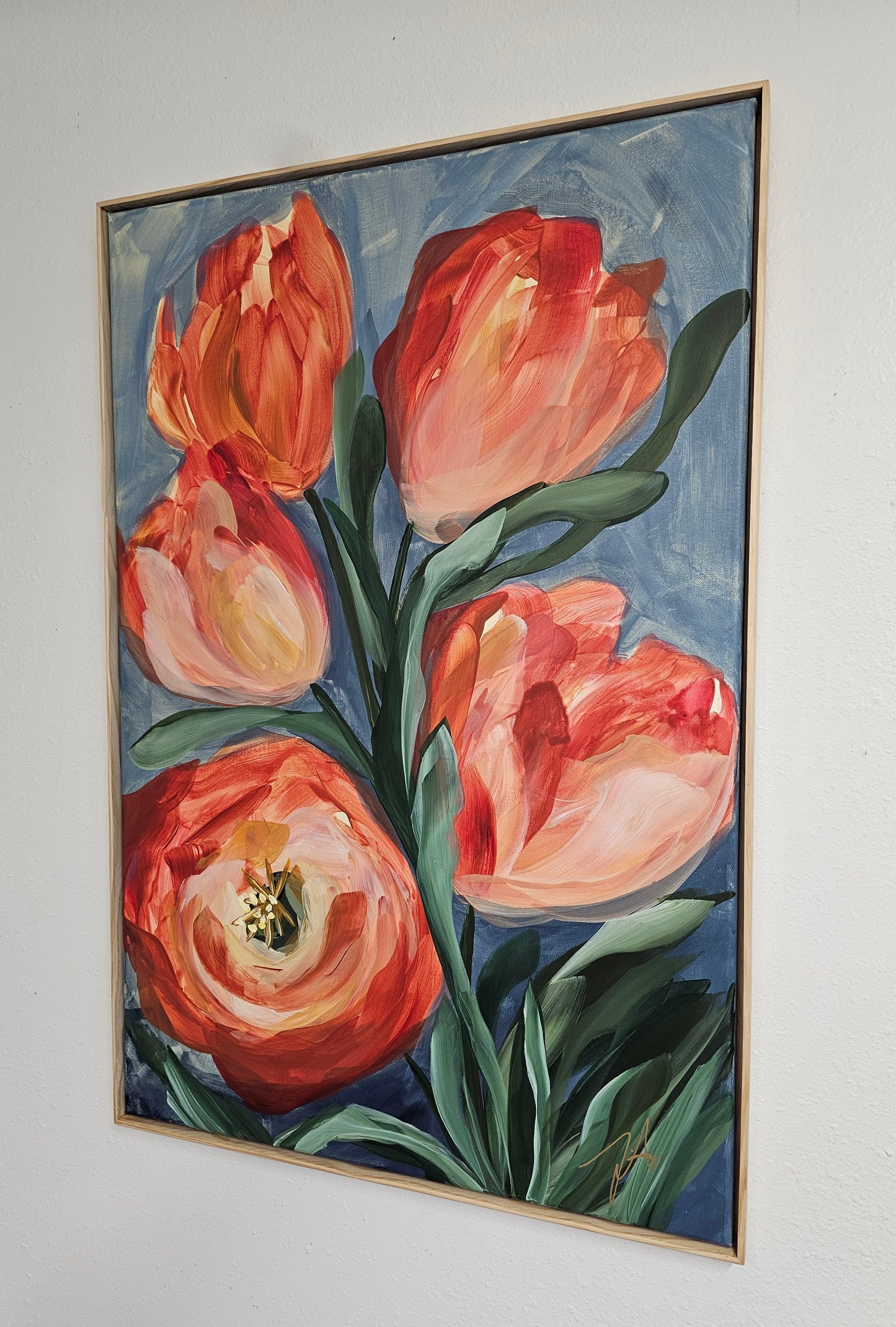 Embrace #1 _ Tulip Flower Painting by Zoe White _ Acrylic on canvas