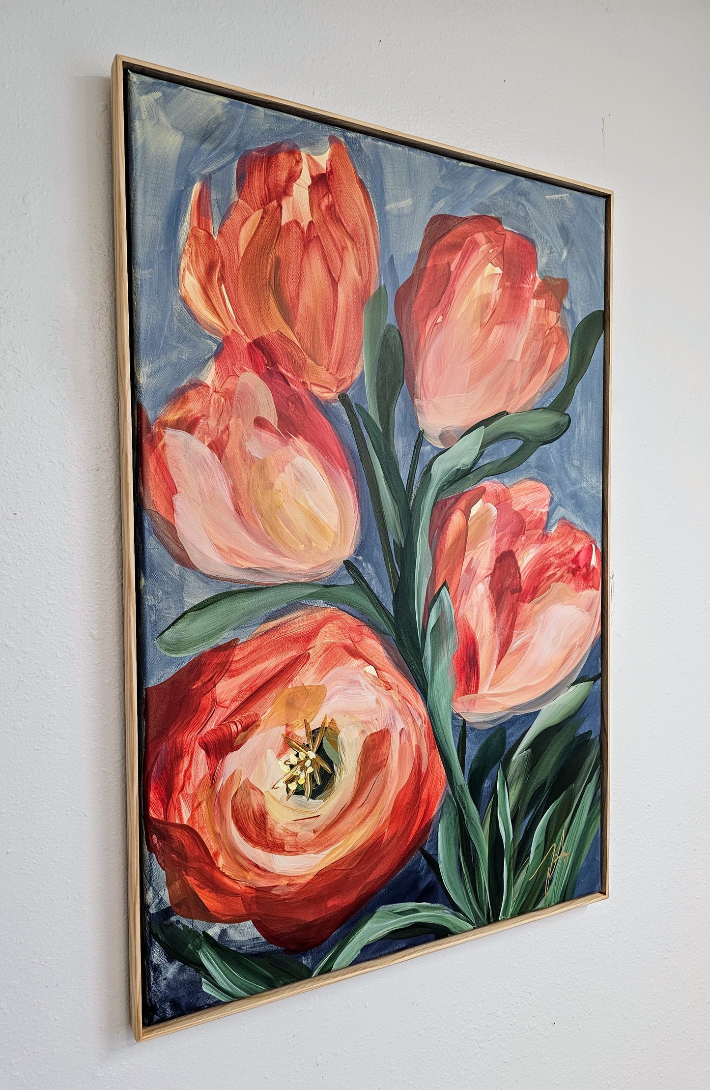 Embrace #1 _ Tulip Flower Painting by Zoe White _ Acrylic on canvas