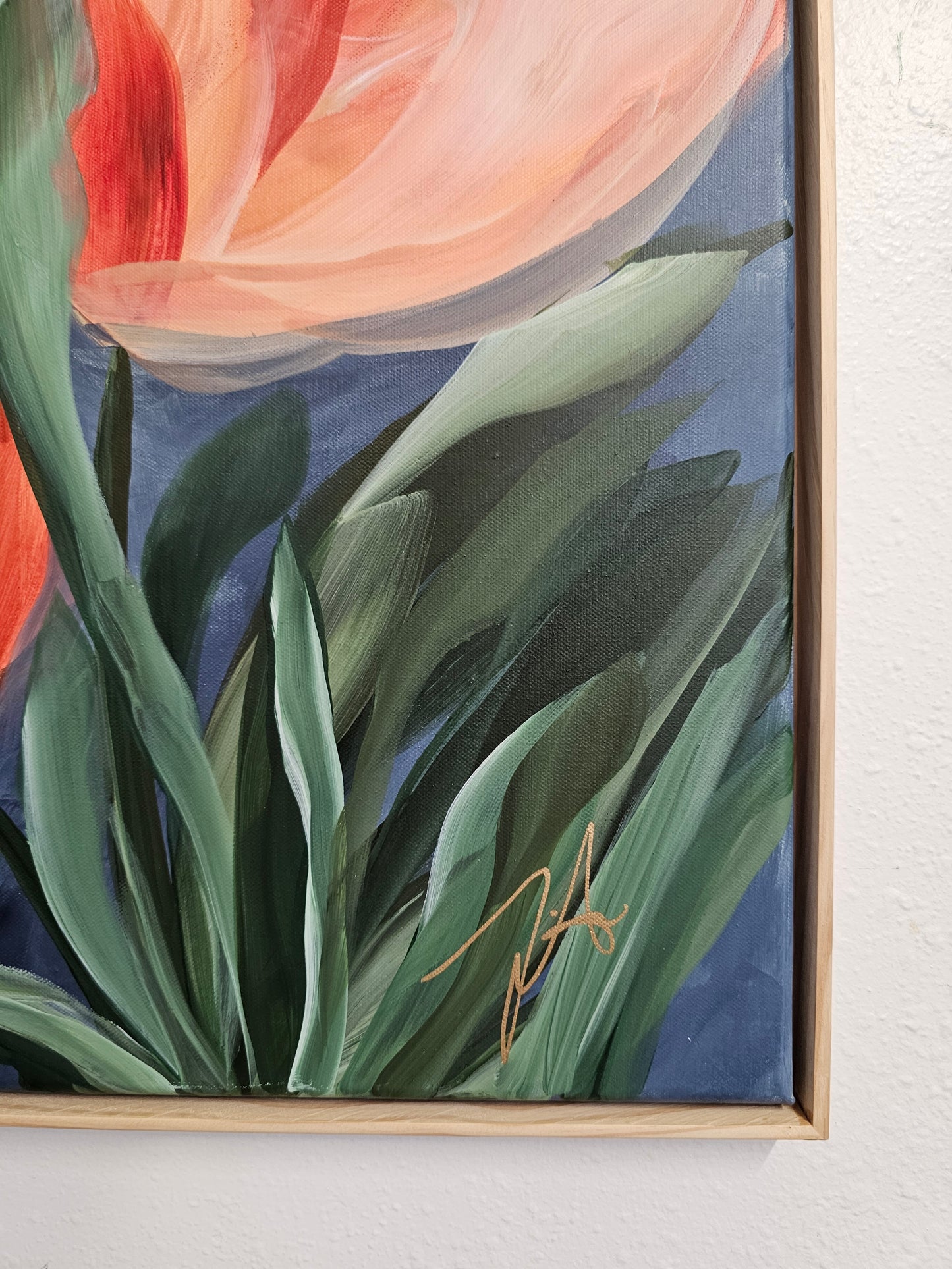 Embrace #1 _ Tulip Flower Painting by Zoe White _ Acrylic on canvas