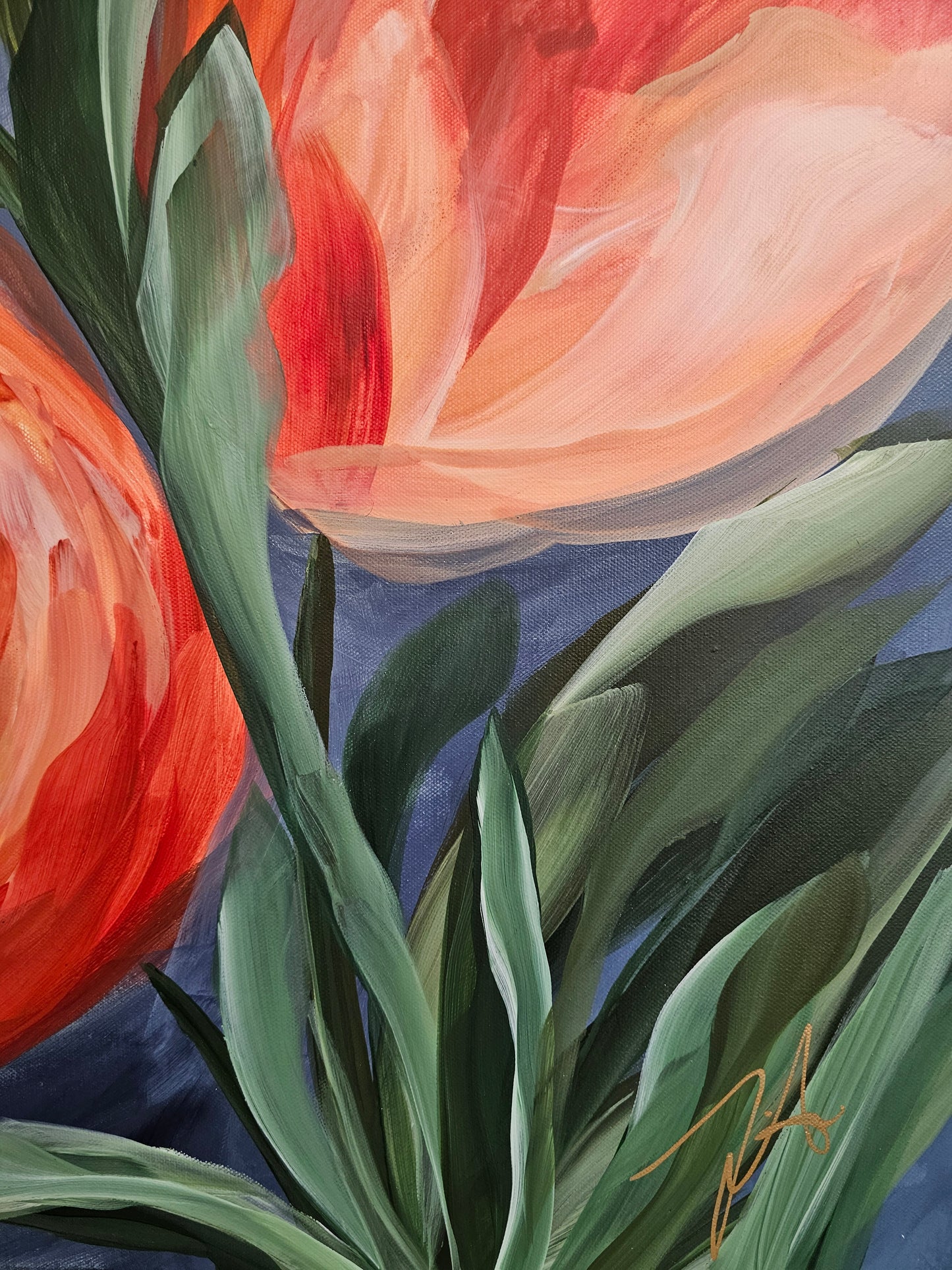 Embrace #1 _ Tulip Flower Painting by Zoe White _ Acrylic on canvas