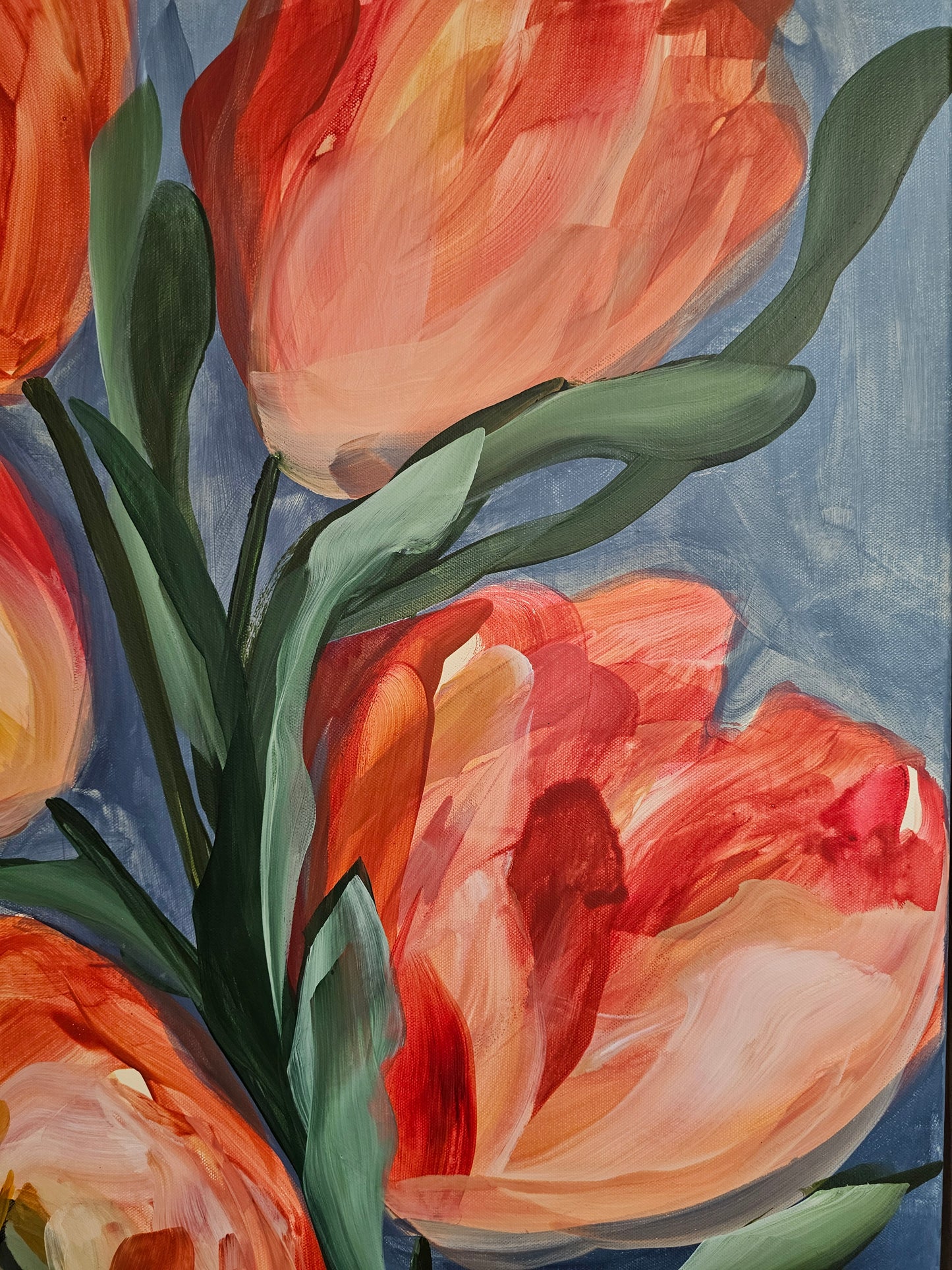 Embrace #1 _ Tulip Flower Painting by Zoe White _ Acrylic on canvas