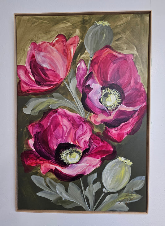 Lovely #6_Poppy Flower Painting by Zoe White _ Acrylic on canvas