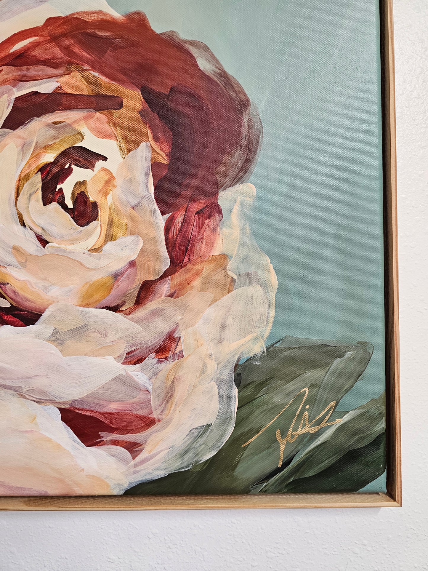 Rosy Buds _Rose Flower Painting by Zoe White _ Acrylic on canvas