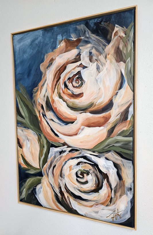 Heritage Collection #6 Rose Flower Painting by Zoe White _ Acrylic on canvas