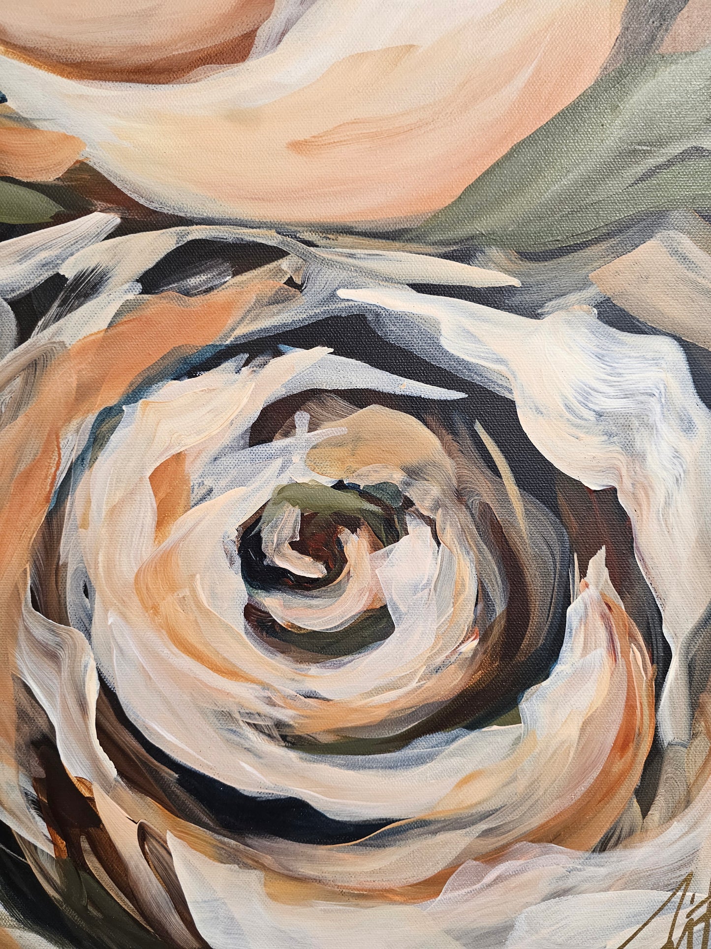 Heritage Collection #6 Rose Flower Painting by Zoe White _ Acrylic on canvas