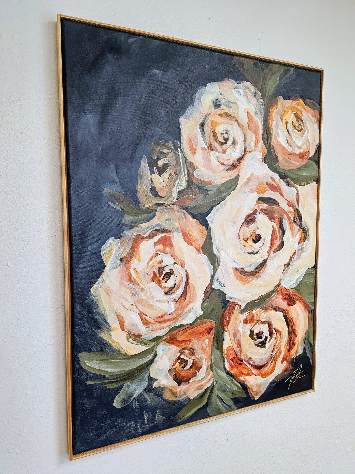 Bouquet of Dreams_ Rose Flower Painting by Zoe White _ Acrylic on canvas