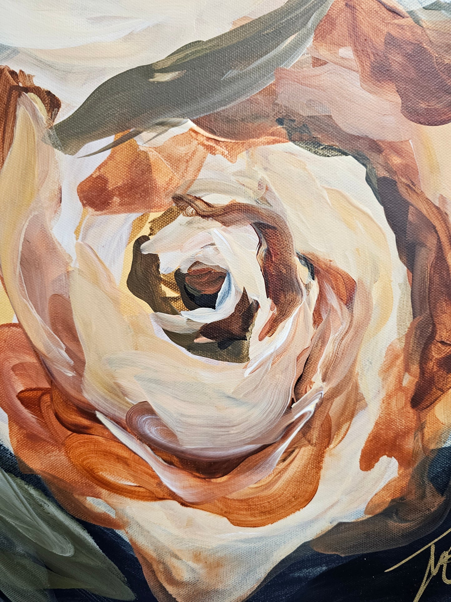 Bouquet of Dreams_ Rose Flower Painting by Zoe White _ Acrylic on canvas