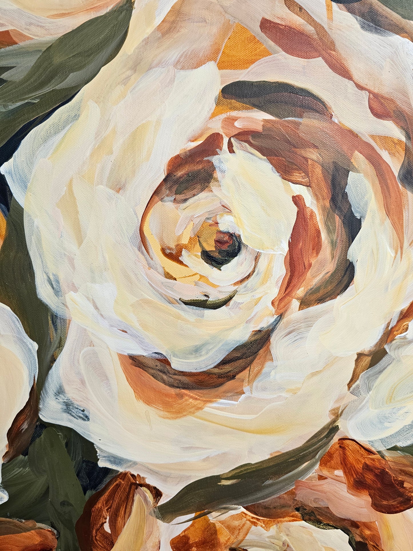 Bouquet of Dreams_ Rose Flower Painting by Zoe White _ Acrylic on canvas