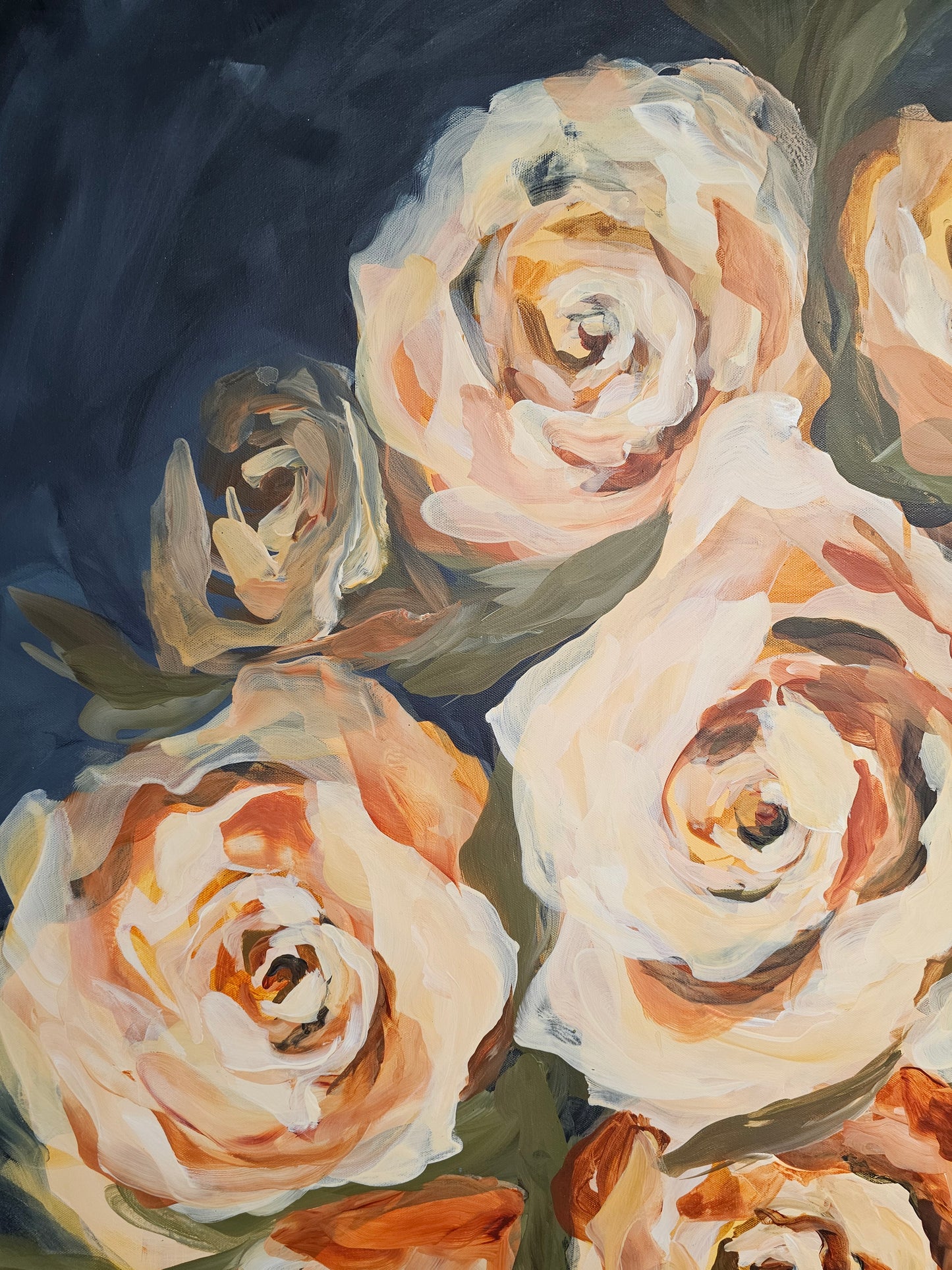 Bouquet of Dreams_ Rose Flower Painting by Zoe White _ Acrylic on canvas
