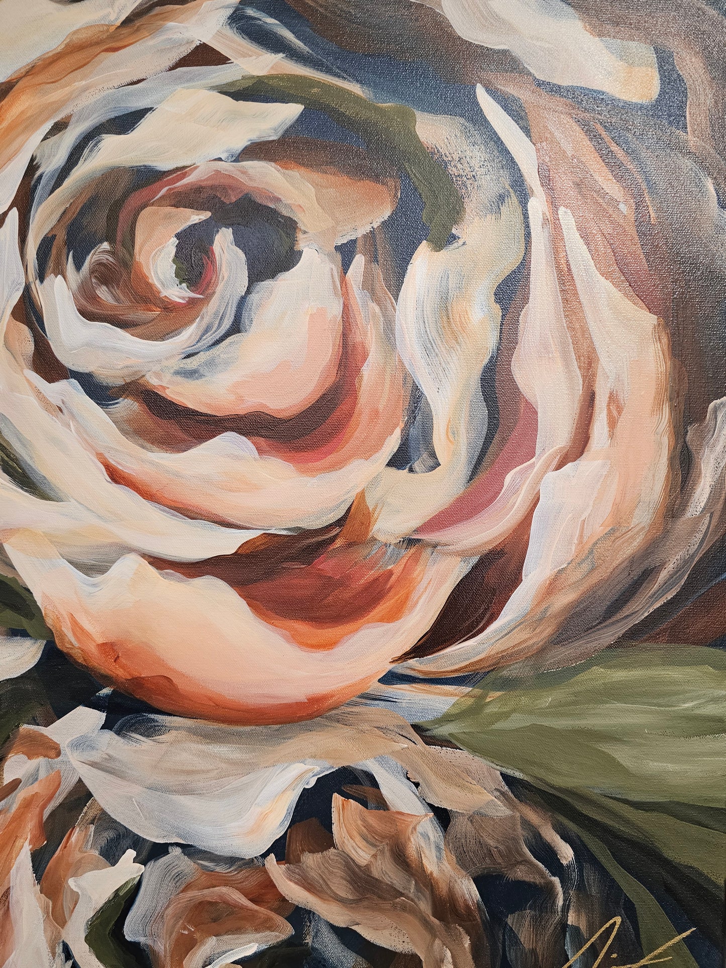 The Heritage Collection #12 Rose Flower Painting by Zoe White _ Acrylic on canvas
