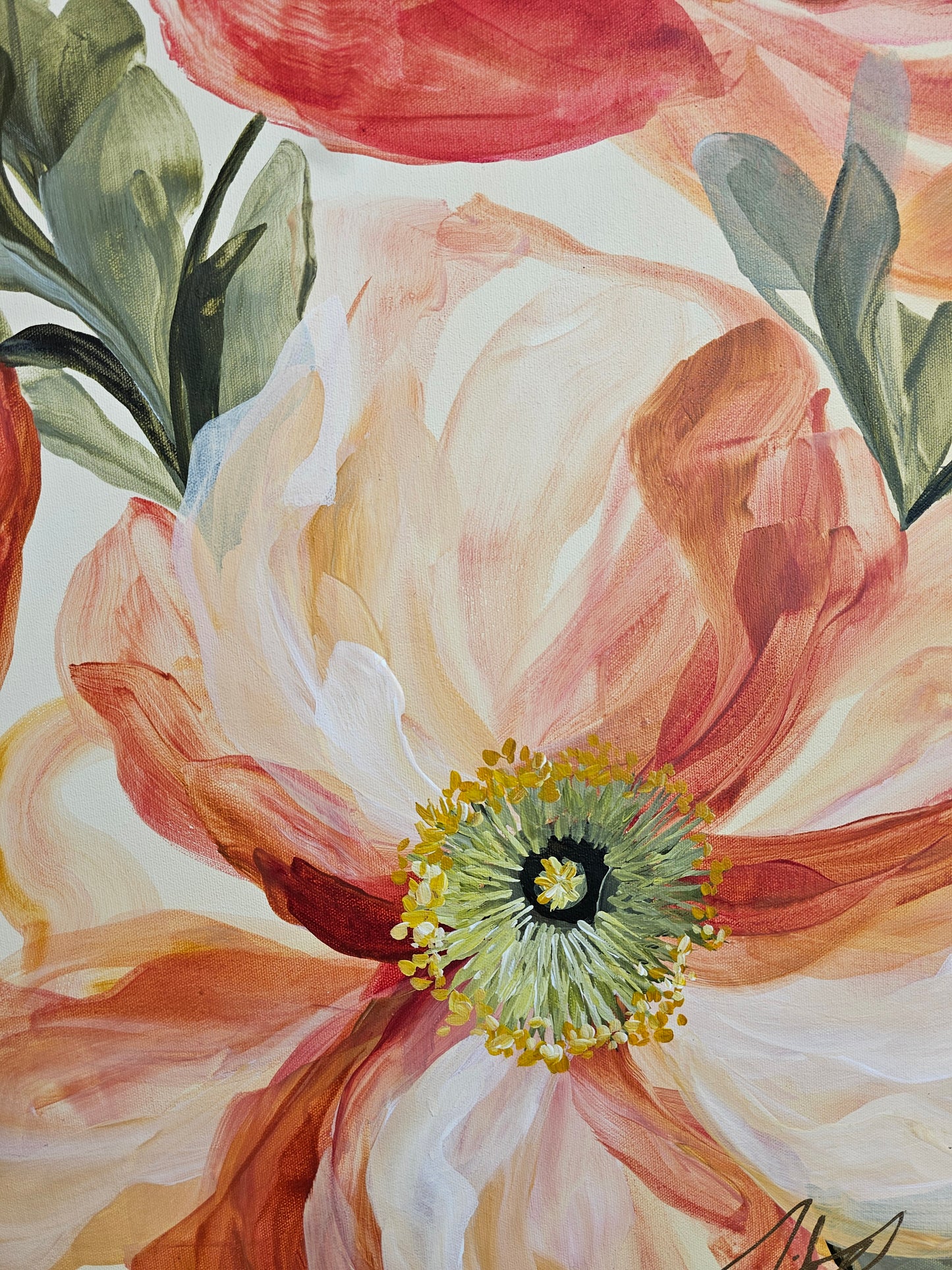 🔴SOLD Boundless_ Iceland Poppy Flower Painting by Zoe White _ Acrylic on canvas