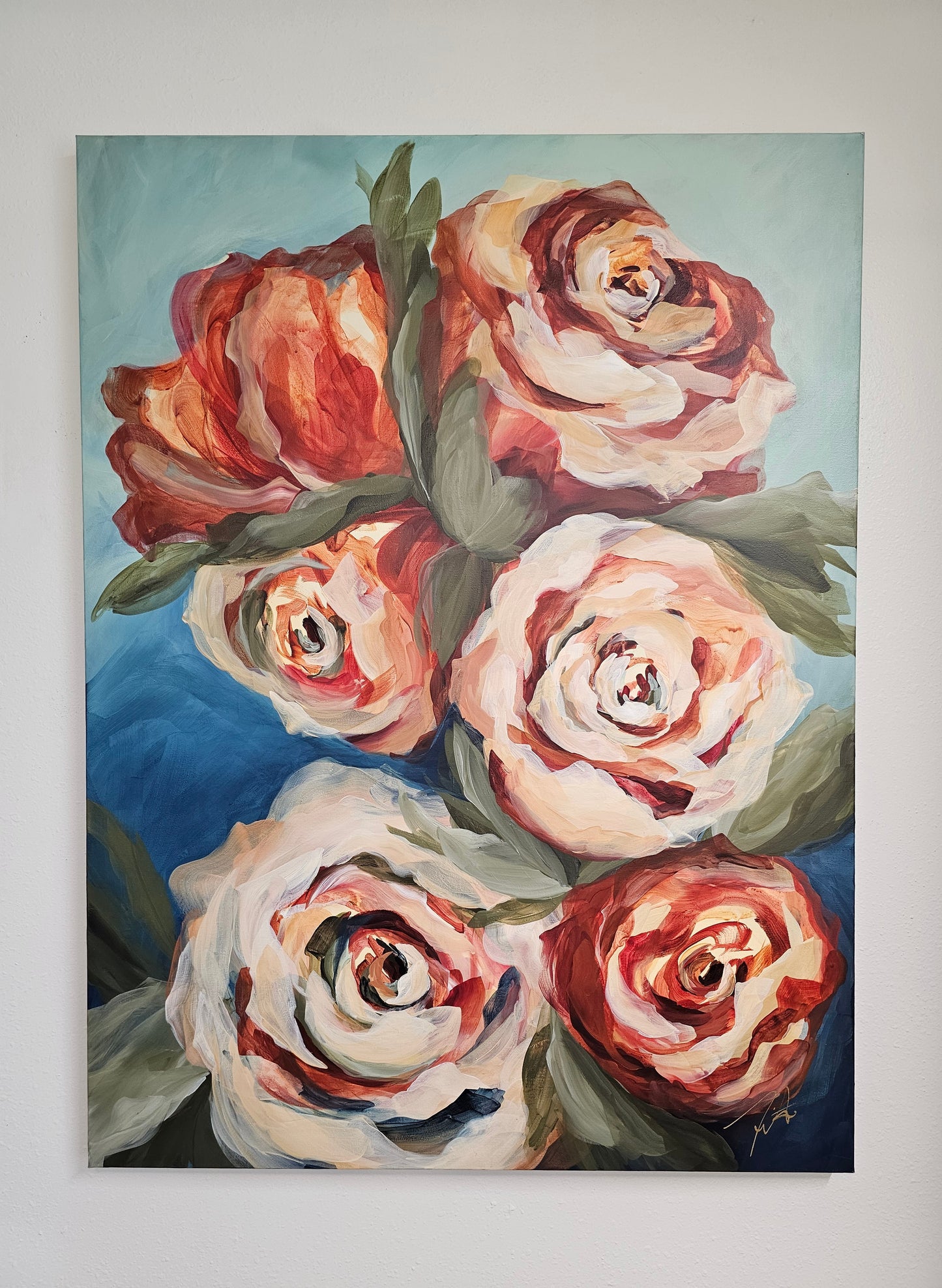 Flourish _ Rose Flower Painting by Zoe White _ Acrylic on canvas