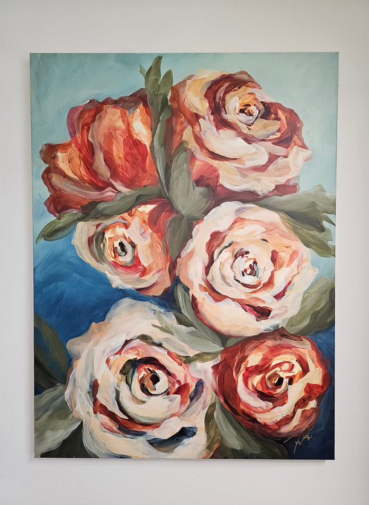 Flourish _ Rose Flower Painting by Zoe White _ Acrylic on canvas