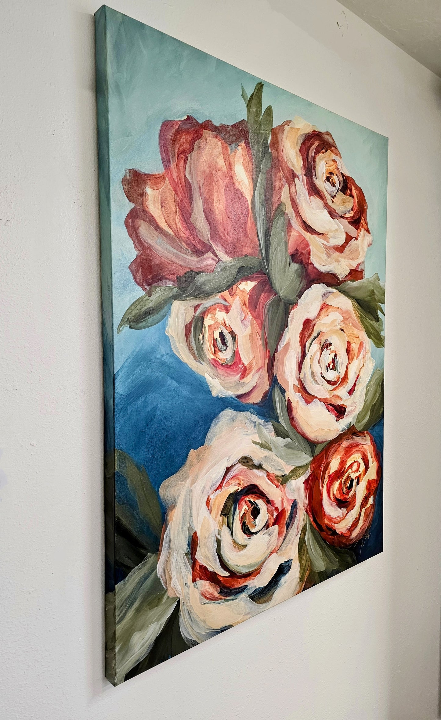 Flourish _ Rose Flower Painting by Zoe White _ Acrylic on canvas