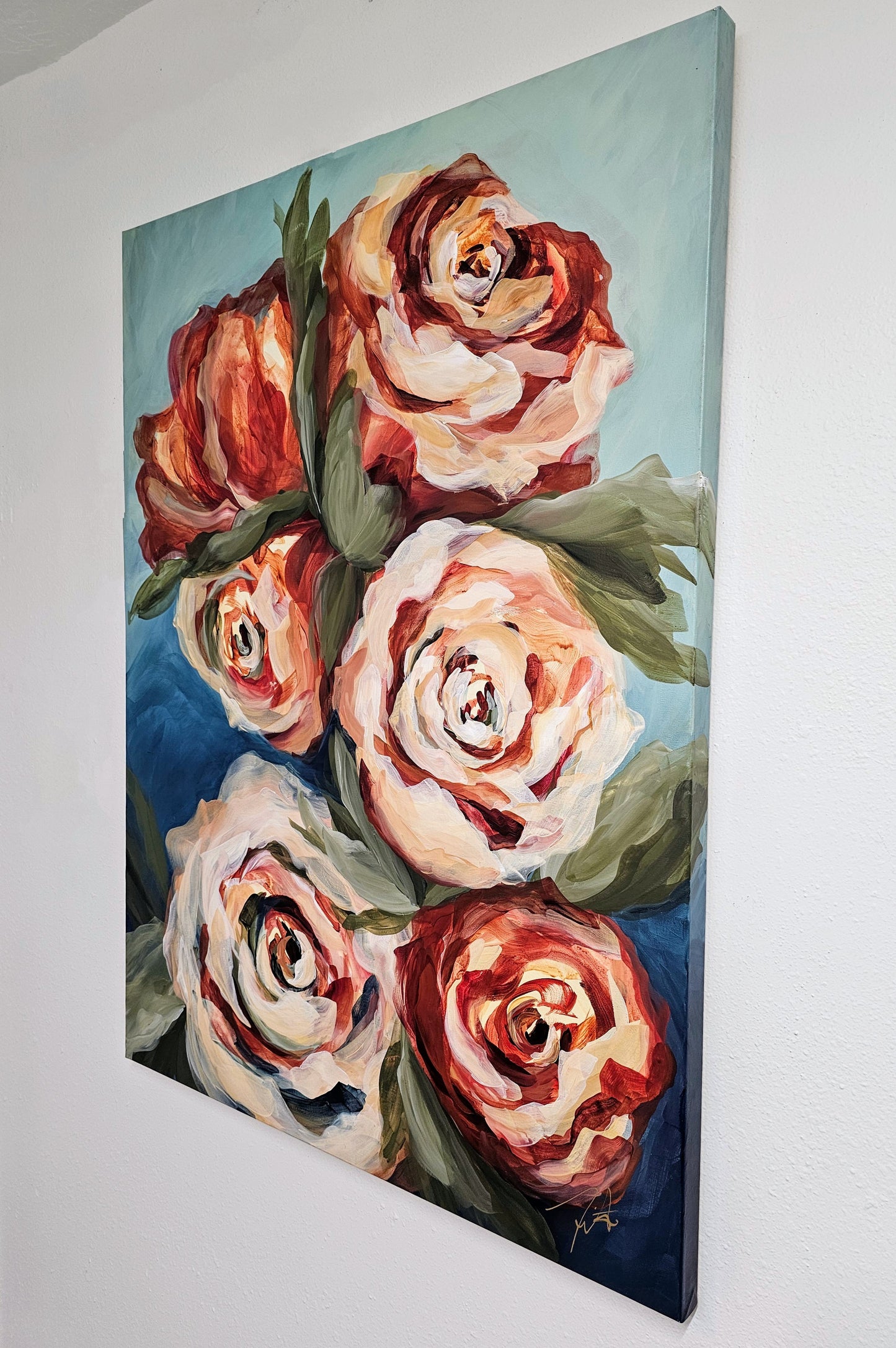Flourish _ Rose Flower Painting by Zoe White _ Acrylic on canvas