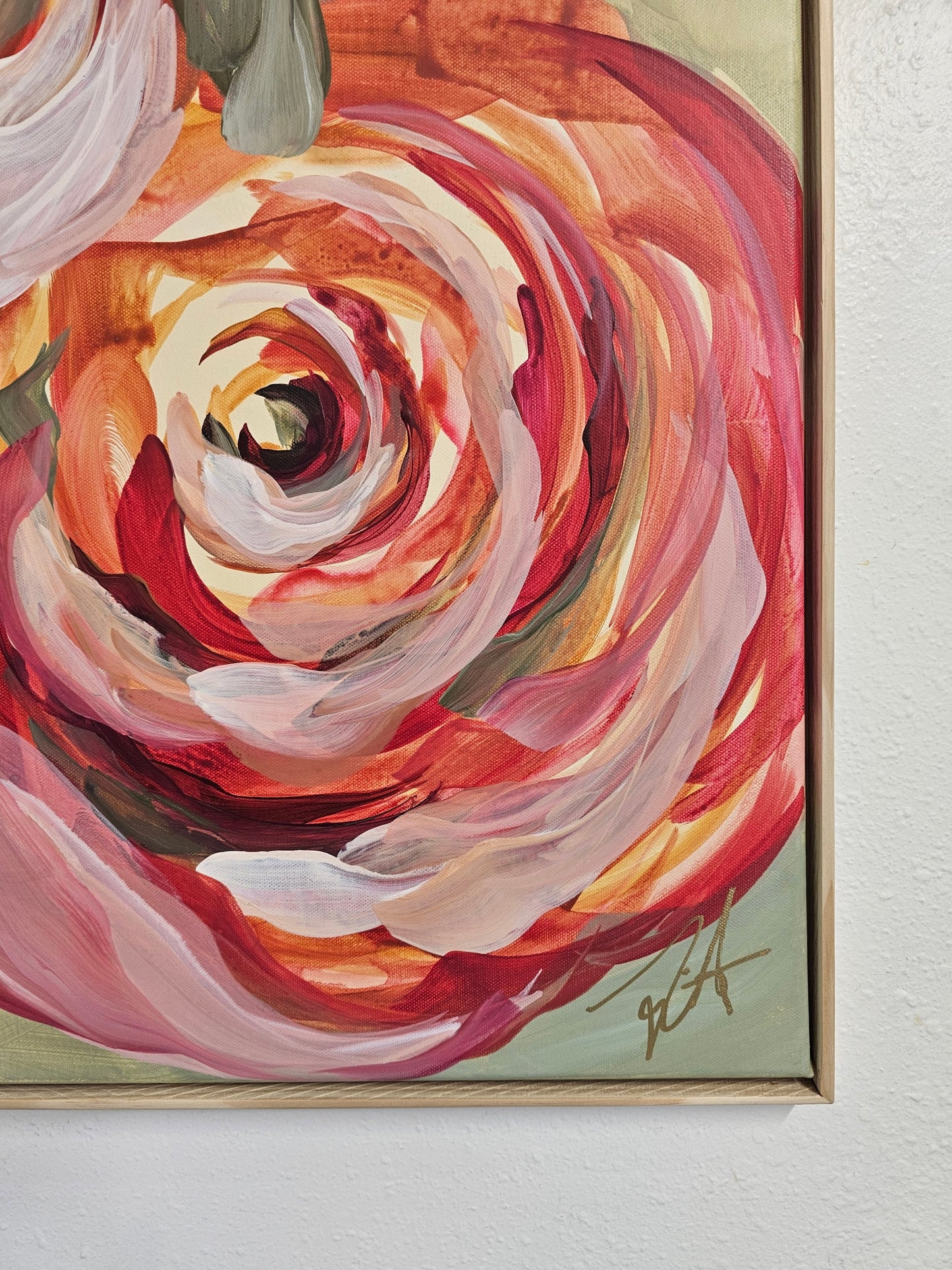 Blooming #2 _ Rose Flower Painting by Zoe White _ Acrylic on canvas
